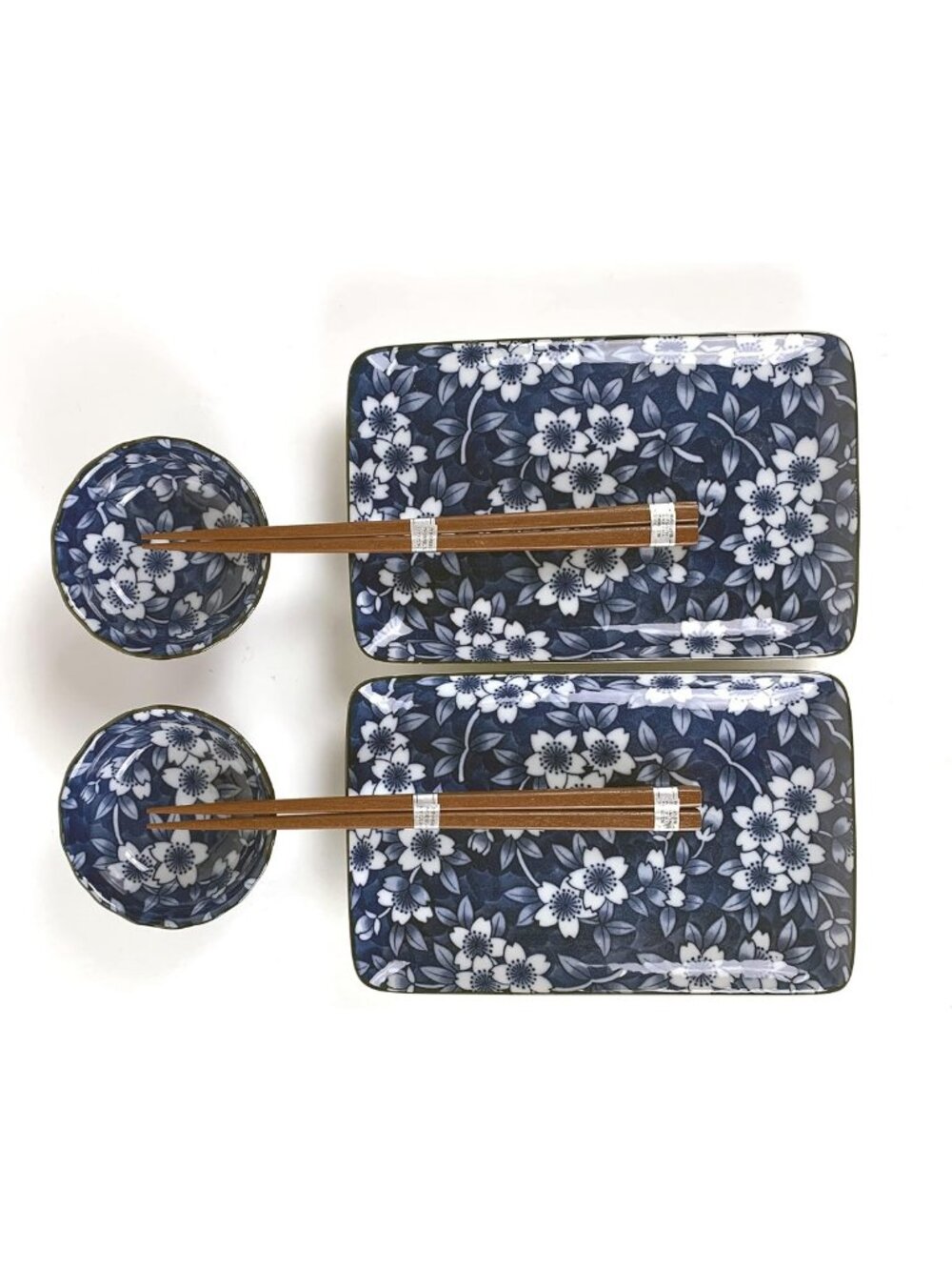 Elegant Japanese Sushi Set - Porcelain Plates, Soy Sauce Bowls & Chopsticks